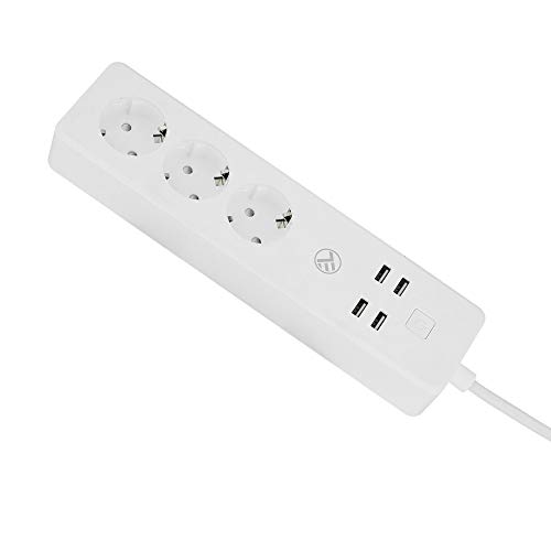 TELLUR SMART WLAN Steckdosenleiste, WLAN Mehrfachsteckdosen Alexa, WLAN Steckdose Kompatibel mit Alexa, Google, Tuya, SmartLife 3 x Steckdosen, Power Strip 4 x USB 4A, 2200 W, 1,8m Kabel von TELLUR