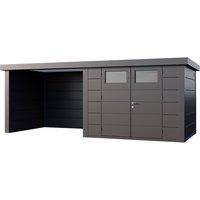 Telluria Gerätehaus »Classico«, BxHxT: 602 x 219 x 258 cm (Außenmaß inkl. Dachüberstand) - silberfarben von Telluria