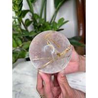 Große Eingeschlossene Quarzkugel Mit Turmalin Aus Brasilien von TellurianCrystals