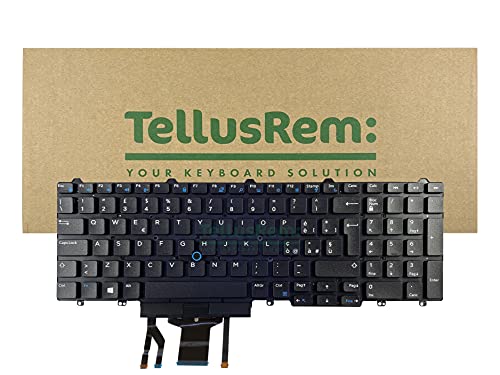 TellusRem ersatztastatur Italienisch Hintergrundbeleuchtung für Dell Latitude E5550 E5570 5580 5590 von TellusRem