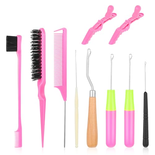 10 Teiliges Knüpfnadel Haarnadel Set Dreadlocks Perücken Verlängerungen Fangnadel Häkelnadel Dreadlock Zubehör Haken für Haarverlängerungen Häkelzubehör für Dreadlocks Zöpfe Perücken von Telooco