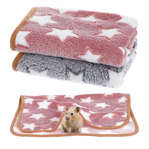 Telooco 2 Stück Meerschweinchen Decke 60x40 cm Weiche Korallen Fleece Käfig Hundedecke Flauschig Decken Meerschweinchen Fleece Käfig Bettwäsche Schlafmatten für Kleintier Hamster Welpe Katze von Telooco