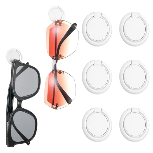 Telooco 8 Stück Weiß Brillenhalter Wand Runde Sonnenbrillen Halter Wand Selbstklebende Wandmontage Brillenablage Brillenaufbewahrung Mehrere Brillen für Zuhause Büro Auto Brillenständer von Telooco