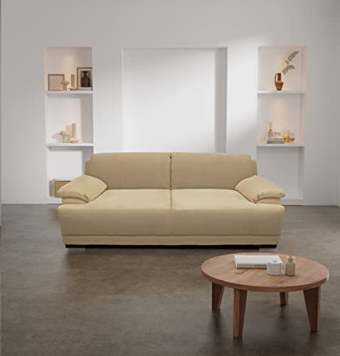 DOMO. collection Boxspringsofa Telos / 2er Sofa mit Boxspringfederung / zeitlose Couch mit breiten Armlehnen / Maße: 186/96/80 cm (B/T/H) / Farbe: beige (hell) von DOMO. collection