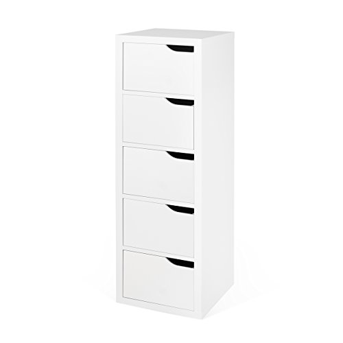 TemaHome 9000.024108 Basics Module Kommode 5 Schubläde Spannplatte/MDF, 34 x 34 x 108 cm, mattweiß von TemaHome