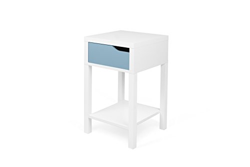 TemaHome 9000.024160 Basics Nachttisch Spannplatte/MDF, 34 x 34 x 59 cm, mattweiß/blau von TemaHome