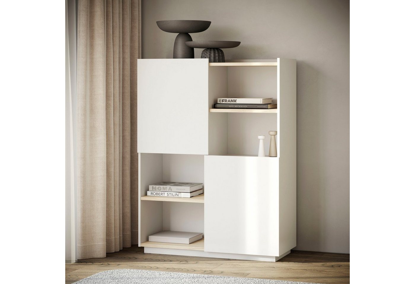 TemaHome Highboard Nina, aus Echtholzfurnier mit Metallfüssen von TemaHome