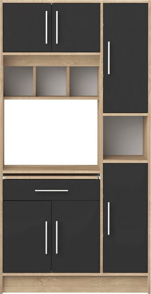 TemaHome Küchenbuffet Louise ausziehbarer Schrank, mit Fach für eine Mikrowelle, Höhe 180 cm von TemaHome