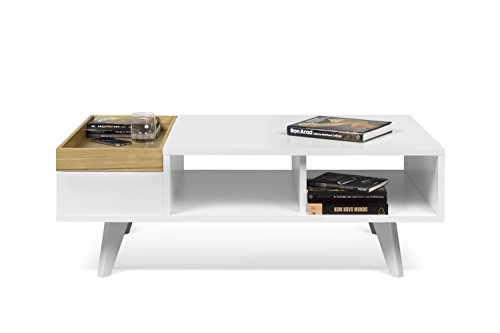 Symbiosis Platô Couchtisch, Spannplatte/Massivholz, Weiss und wiche, 110 x 65 x 39 cm von TemaHome