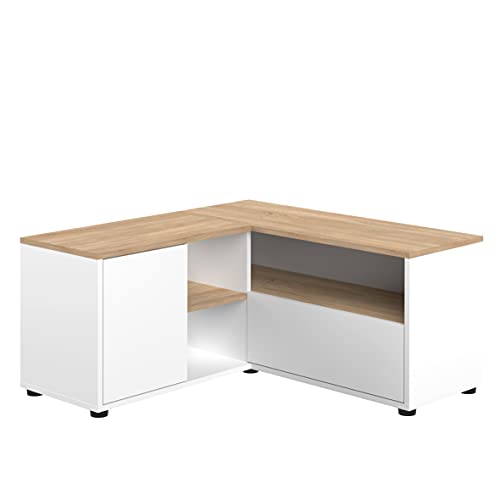 TemaHome TV-Schrank Ecke, 90 x 90 x 45 cm, Weiß und Eiche, 90x90x45 cm von Symbiosis