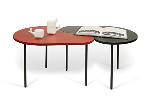 Symbiosis Loop Couchtisch, MDF, schwarz und rot, 69 x 55 x 45 cm von TemaHome