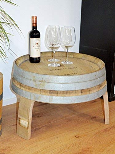 Beistelltisch, Wohnzimmertisch, Kleiner Tisch aus halbem Weinfass - Höhe 40cm, Durchmesser Oben ca. 56cm von Temesso