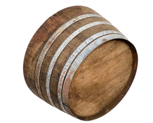 Großes 250L rustikales Weinfass aus Eichenholz, Holzfass halbiert - Als Pflanzkübel oder Teichfass (Naturbelassen - mit Ablaufbohrungen) von Temesso