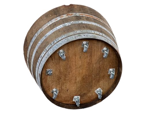 Großes 250L rustikales Weinfass aus Eichenholz, Holzfass halbiert - Als Pflanzkübel oder Teichfass (Naturbelassen - mit Rollen) von Temesso