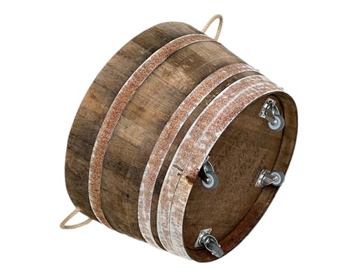 Temesso Holzfass, Weinfass halbiert aus Eichenholz rustikal -als Pflanzkübel oder Miniteich (mit Halteschlaufen und Rollen) von Temesso