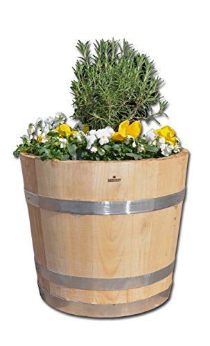 Temesso Blumentopf, Blumenkübel aus Kastanien-Holz - Fass, Holzfass Fass als Pflanzkübel - Bottich, Holzkübel (D30 H30 cm) von Temesso