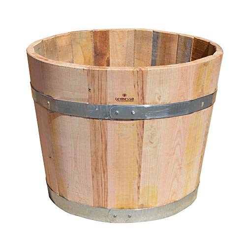 Temesso Blumentopf, Blumenkübel aus Kastanien-Holz - Fass, Holzfass Fass als Pflanzkübel - Bottich, Holzkübel (D50 H40 cm) von Temesso