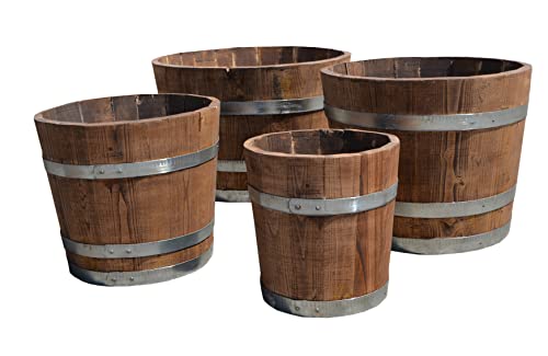 "Temesso" Blumentopf, Blumenkübel aus Kastanien-Holz - Fass, Holzfass als Pflanzkübel - Bottich, Holzkübel palisanderfarben (D60 H40cm palisander) von Temesso
