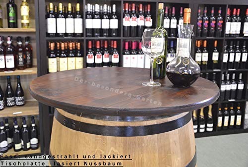Temesso Tischplatte aus Holz für Weinfass Stehtisch - Nussbaumfarben (D100 cm ohne Bohrung inkl. Schrauben) von Temesso