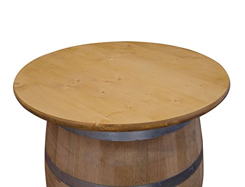 Temesso Tischplatte aus Holz für Weinfass Stehtisch D80 oder D100 cm - Eichenlasur (D80 cm mit Vorbohrung Ink. Schrauben) von Temesso