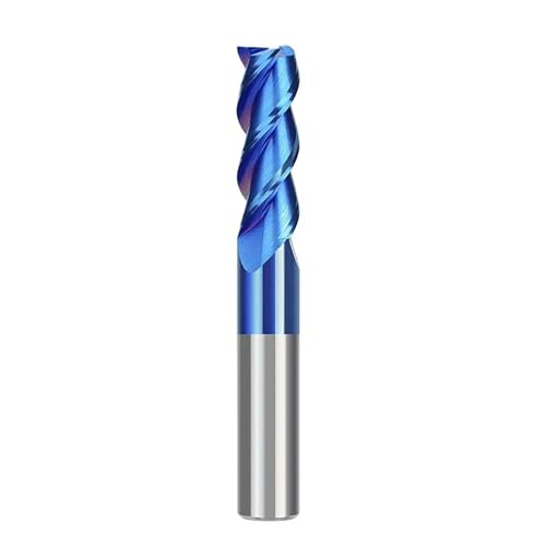 Temhyu 1-12mm Schaft Fräser 3 Flöte Hartmetall Schaftfräser CNC Maschine Router Bit for Aluminium Fiberglas Acryl holzbearbeitung Kupfer Kunststoff(Nano Blue Coated,2.5xD4x6x50L) von Temhyu