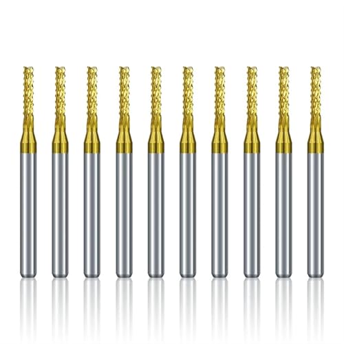 Temhyu 10 stücke 3,175mm Schaft Hartmetall Mais PCB Fräser 1,5mm Titan Beschichtet CNC Router Bits Ende Fräsen bit for CNC Maschine Fräsen Werkzeug von Temhyu
