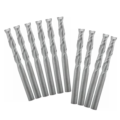 Temhyu 10Pcs 3,175/4/6/8mm Schaft 2 Flöte Spirale Fräser CNC Router Bit Holzbearbeitung gravur Bit Hartmetall Flache Ende Mühle(3.175x28) von Temhyu
