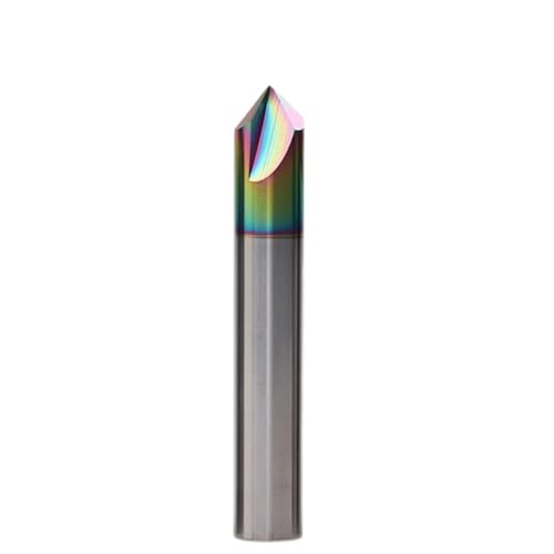 Temhyu 6mm 8mm Schaft HRC60 3 Flöten Fasenfräser 60/90/120 Grad CNC Fräser CNC Gravur Fräswerkzeug Hartmetall Fasenschaftfräser(120 Degree,HRC55 Color coating,8X60) von Temhyu