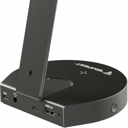 Tempest Soporte Auriculares Gaming HUB USB RGB Carga Qi Sobremesa Negro von Tempest
