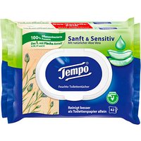 Tempo Feuchtes Toilettenpapier Sanft & Sensitiv Duo-Pack 1-lagig, 2x 42 Tücher von Tempo