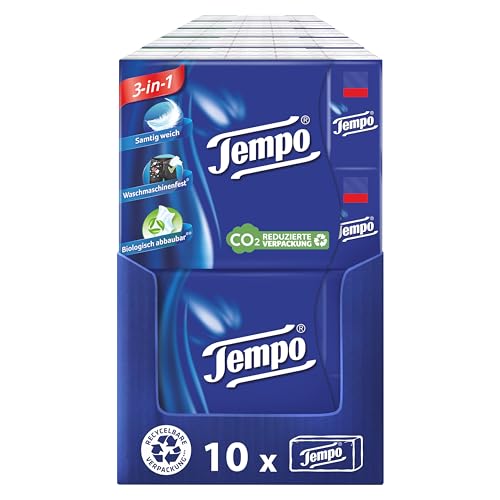Tempo Orginal Taschentücher - Megapack - 10 Packungen mit je 30 Päckchen x 10 Tüchern - extra starke, weiche Papiertaschentücher, waschmaschinenfest Tempo Orginal Taschentücher - Megapack - 10 Packungen mit je 30 Päckchen x 10 Tüchern - extra starke, weiche Papiertaschentücher, waschmaschinenfest von Tempo