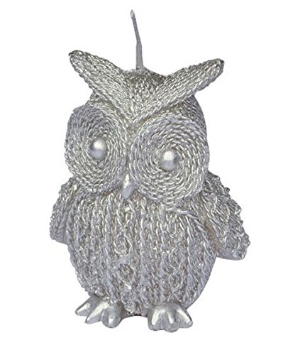 KERZE EULE GRAU MIT GLITTER cod.EL32181 cm 7,5x7,5x9h by Varotto & Co. von Ten