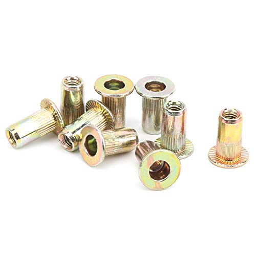 TenNuoDa Nietmutter, 100 Stück, Farbe, verzinkter Kohlenstoffstahl, Flachkopf-Nietmuttern, Gewindemuttern, Hardware-Zubehör, Rändelmuttern, Blindmuttern für Verschiedene Metallplatten und Rohre(M3) von TenNuoDa