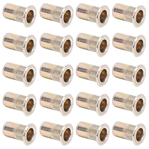 TenNuoDa Nietmutter, 100 Stück, Farbe, verzinkter Kohlenstoffstahl, Flachkopf-Nietmuttern, Gewindemuttern, Hardware-Zubehör, Rändelmuttern, Blindmuttern für Verschiedene Metallplatten und Rohre(M5) von TenNuoDa