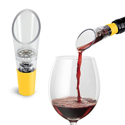 TenTen Labs WeinBelüfter und WeinDekanter (2er-Pack) – Premium Belüfter und Dekanter – Rotwein Aerator Set - Geschenkebox inkludiert - Gelb von TenTen Labs