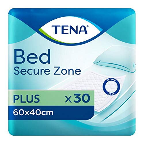 Tena Bettprotektor, 40 x 60 cm, 30 Stück, weiß, Zellstoff, Polypropylen, Polymerfolie, Inkontinenzunterlage, Schutzunterlage von TENA