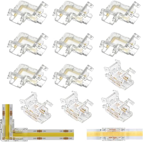 TenaLucy 12 Stück COB LED Streifen Verbinder,COB LED Strip Verbinder 8 pcs L Form COB LED Verbinder 4 pcs Transparente Connector Keine Dunklen Zonen,für Spaltfreies Löten 10mm Breite Steckerkit 2 Pin TenaLucy 12 Stück COB LED Streifen Verbinder,COB LED Strip Verbinder 8 pcs L Form COB LED Verbinder 4 pcs Transparente Connector Keine Dunklen Zonen,für Spaltfreies Löten 10mm Breite Steckerkit 2 Pin von TenaLucy