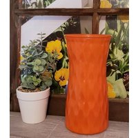 Orange Glasvase, Art Deco Vase, Vintage Zylindervase, Hohe Vase von TenaciousImages
