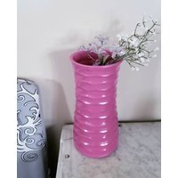 Pink Glasvase, Hohe Rosa Vase Glas, Fuschia Vase, Dekor, Glasvase Modern, Zylindervase, Moderne von TenaciousImages
