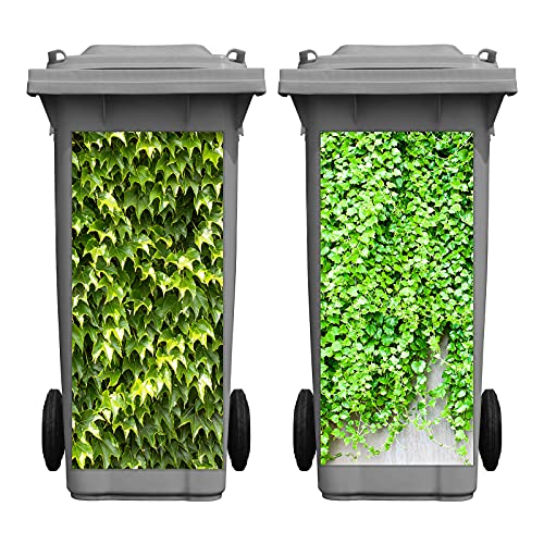 2 Blätter ​Efeublätter Wheelie Bin Sticker Klebstoff Efeu Blatt Mülleimer Aufkleber Dekorative Wandaufkleber Große Grüne Blätter Aufkleber für Indoor Outdoor Dekoration, 15,74 x 32,28 Zoll von Tenare