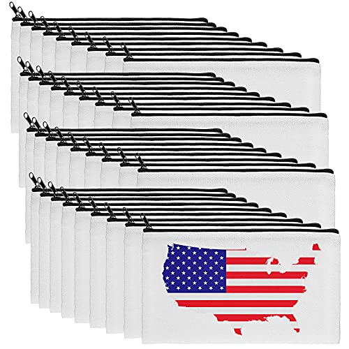 Sublimation Leere Etui Tasche Leinwand Federmappe Doppelseitige Sublimation Rohling Makeup Taschen Leinwand Bleistift Beutel DIY Handwerk Leere Makeup Taschen mit Reißverschluss (24 Stücke) von Tenare