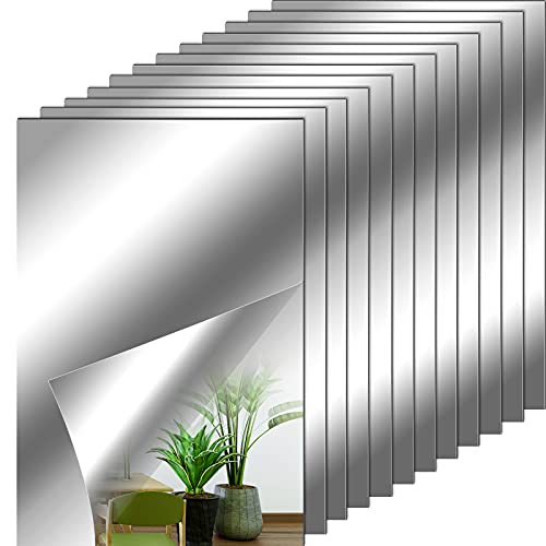 Tenare Flexible Spiegel Blätter Selbstklebend Nicht Glas Spiegel Fliesen Spiegel Aufkleber für Heim Wand Dekor (12 Stücke, 9 x 6 Zoll) von Tenare