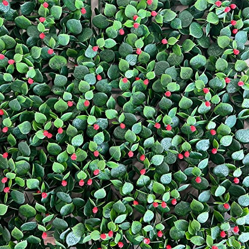 Tenax Divy Panel Capio 1x1 m Grün, Synthetische Hecke mit Grünen Blättern und Roten Beeren aus zusammensetzbaren Modulen zur vertikalen Gartenwanddekoration von TENAX