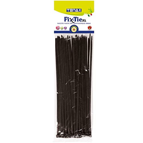 Tenax Fix-Tie XL 29 cm Schwarz, Mehrzweck-Kabelbinder aus Kunststoff, Packung mit 50 Stück von TENAX