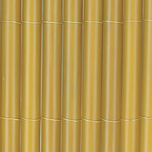 TENAX Rio 1,00 x 5 m Natürliche Farbe, Synthetisches Schilf aus halben Rohren mit 19 mm Breite, Sichtschutz Windschutz für Gärten und Zäune von TENAX