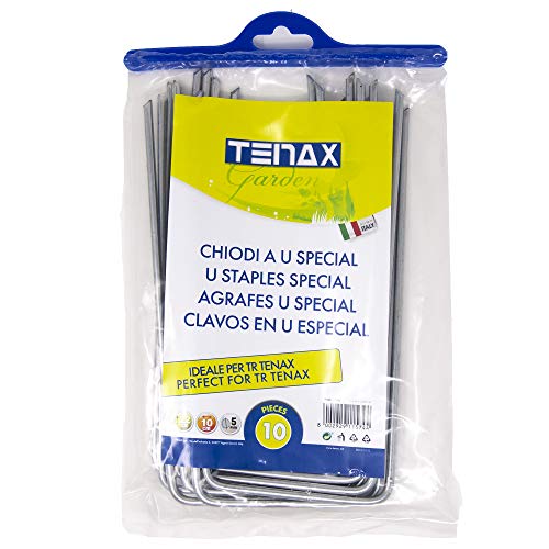 Tenax U-Klammern Spezial aus Metall, aus Stahl, Länge 22 cm, Breite 10 cm, Schachtel mit 10 Stück, Ideal zur Befestigung am Boden des Rasenschutzgitters TR von TENAX