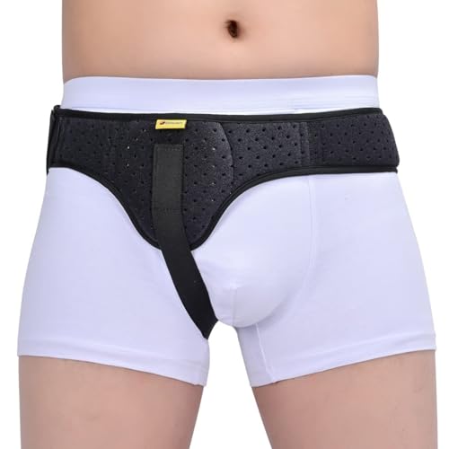 Tenbon Herniengürtel für Männer, Leistenhernien-Unterstützung, medizinischer Hernienschutz, Leistenbandage für einzelne Sporthernien, verstellbarer Hüftgurt mit abnehmbaren (Black, S) von Tenbon