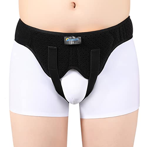 Tenbon Herniengürtel für Männer und Frauen, flexibel, verstellbar, Leistenbruchgürtel, Stützband, Schmerzlinderung, Erholungsgurt mit 2 abnehmbaren Kompressionspolstern, bequemes Material (XL) von Tenbon