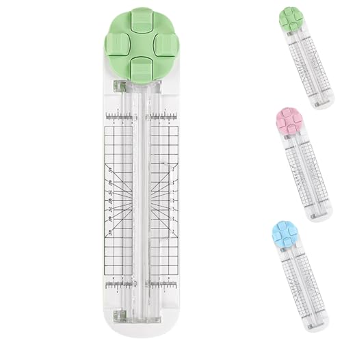 4 In 1 Paper Cutter, Paper Cutter for Classroom, 4 In 1 Multi-Function Scrapbooking Tool with Straight Wave Creasing Blades Cutting Cardstock Coupons Labels Photos (Green) von Tencipeda