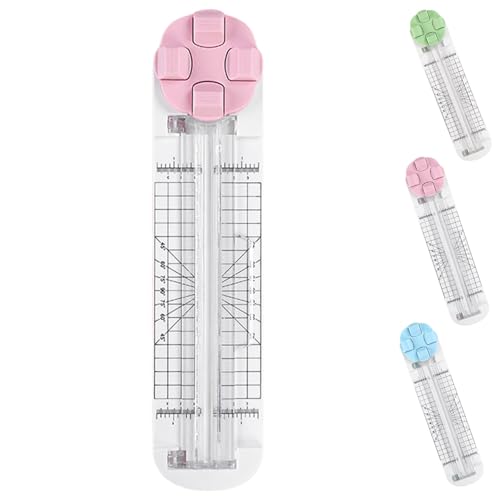 4 In 1 Paper Cutter, Paper Cutter for Classroom, 4 In 1 Multi-Function Scrapbooking Tool with Straight Wave Creasing Blades Cutting Cardstock Coupons Labels Photos (Pink) von Tencipeda